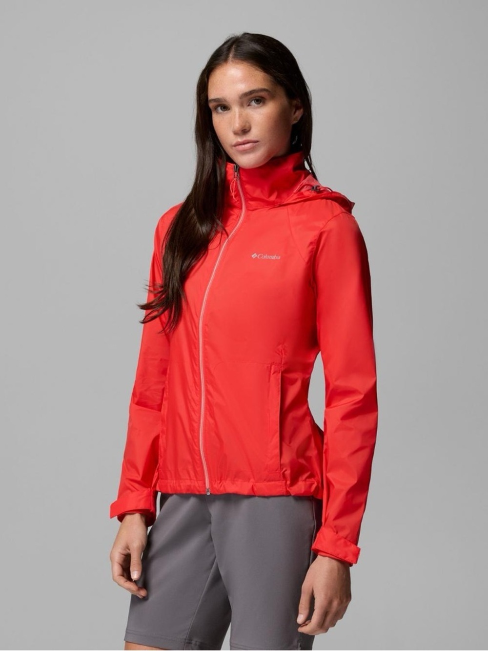 Columbia Windbreaker Waterproof Nylon Hooded Jacket Coral Orange Size XS